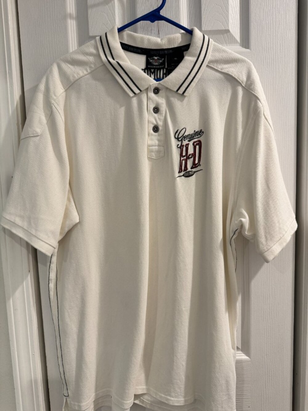 Harley-Davidson Men’s XL Genuine HD Embroidered White Polo Shirt
